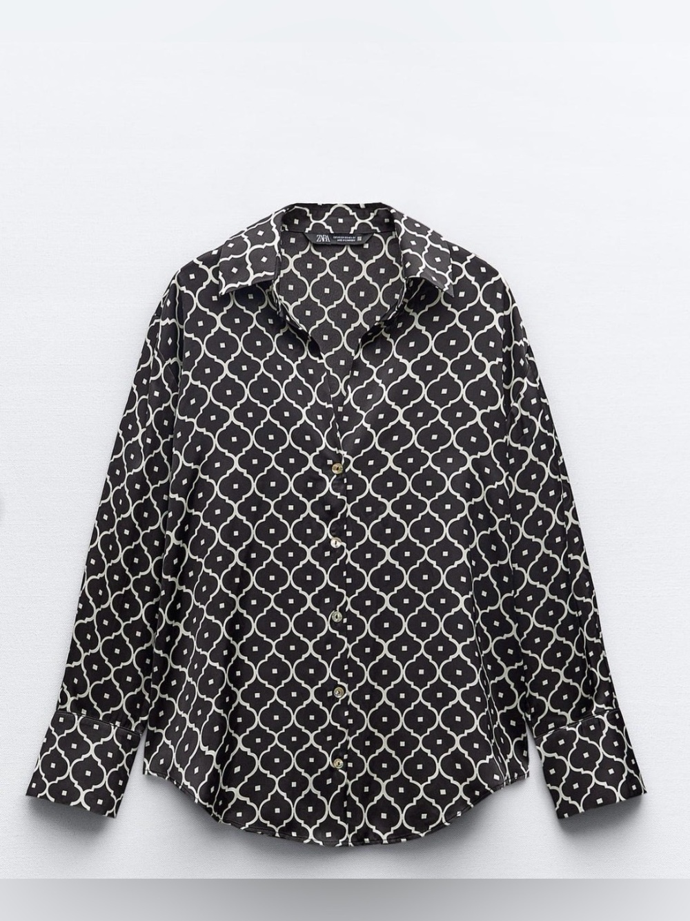 ZARA Satin Geometric Print Shirt
